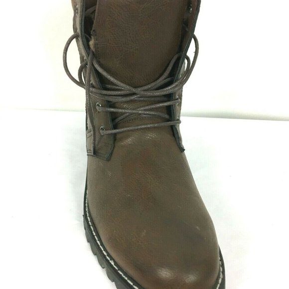 Brown High Top Lace Up Ankle Boots Faux Fur Lined - Picture 10 of 12
